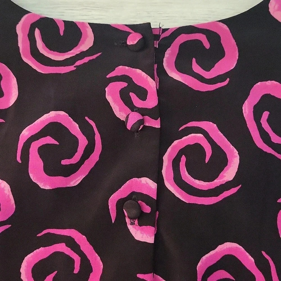 🛍Albert Nipon Vintage Black Pink Silk Floral Long Sleeve‎ Blouse Womens 12 - Picture 3 of 5